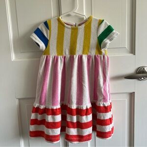Mini Boden Tiered Towelling Dress-Hotchpotch Multi Stripe - 3-4y